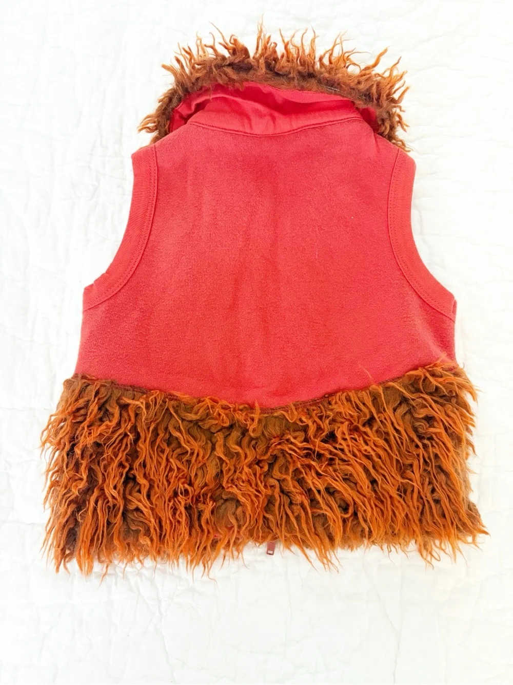 Girls 2T Red Faux-Fur Trim Vest red orange boutique euro brand